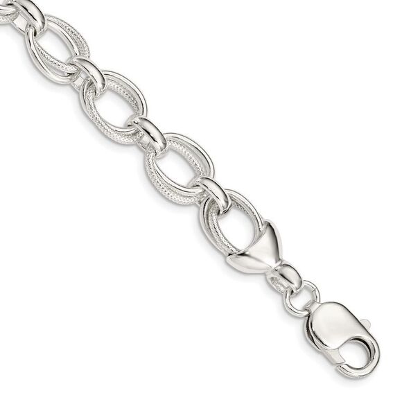 Kazi Luxury Sterling Silver 7.5inch Fancy Link Bracelet